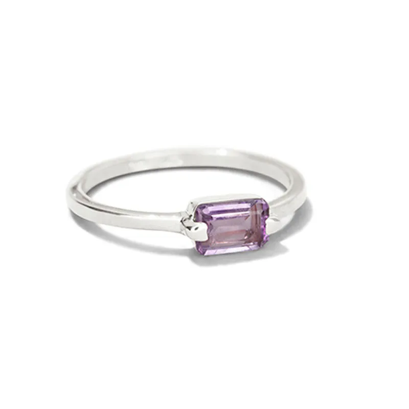 Baguette Ring, Amethyst, Silver