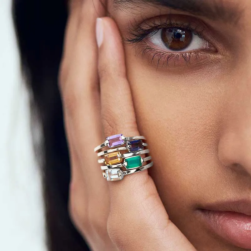 Baguette Ring, Amethyst, Silver