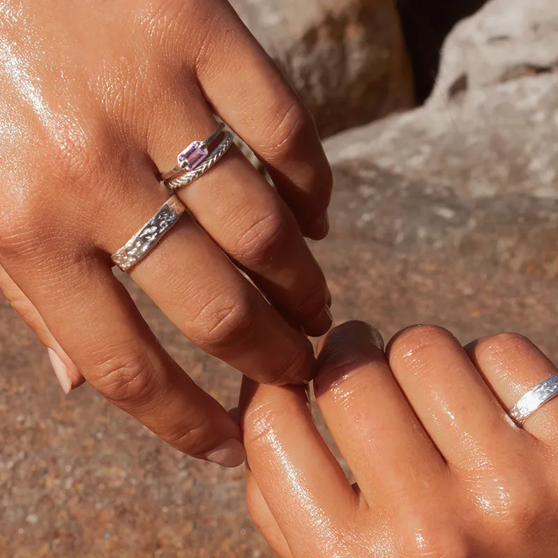 Baguette Ring, Amethyst, Silver