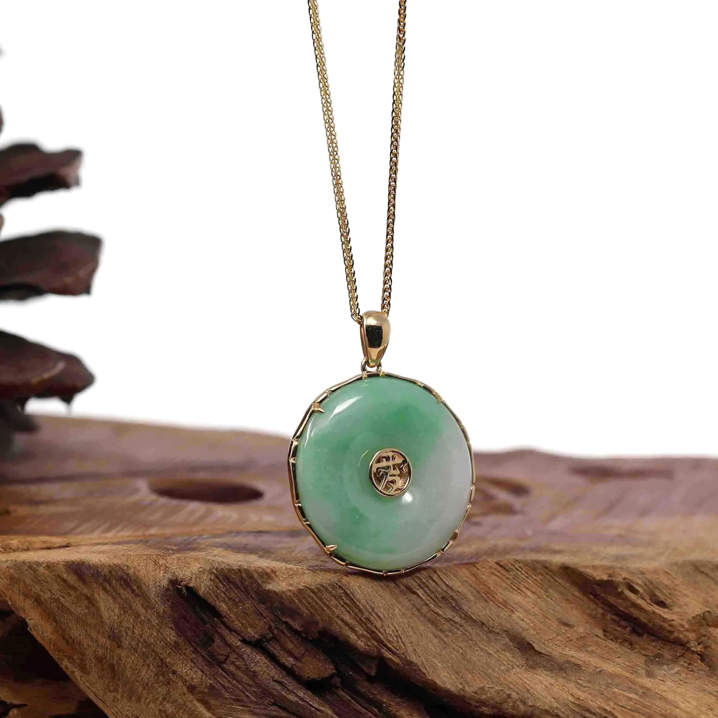 Baikalla "Good Luck Button" Necklace Lavender Green Jadeite Jade Lucky KouKou Pendant Necklace