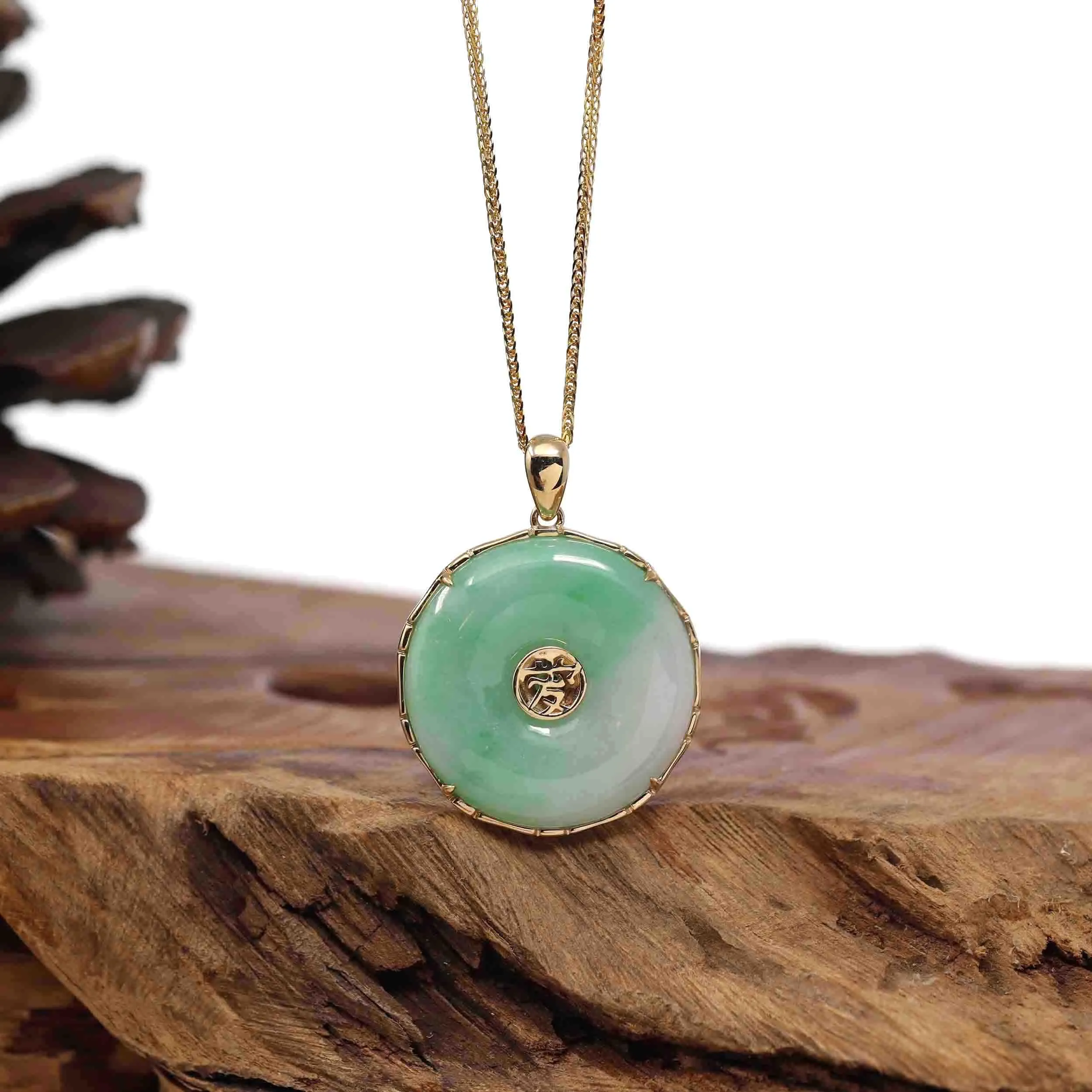 Baikalla "Good Luck Button" Necklace Lavender Green Jadeite Jade Lucky KouKou Pendant Necklace