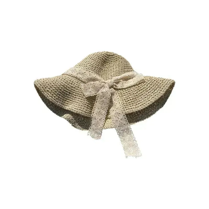 Beige Woven Straw Hat Women's Spring Summer