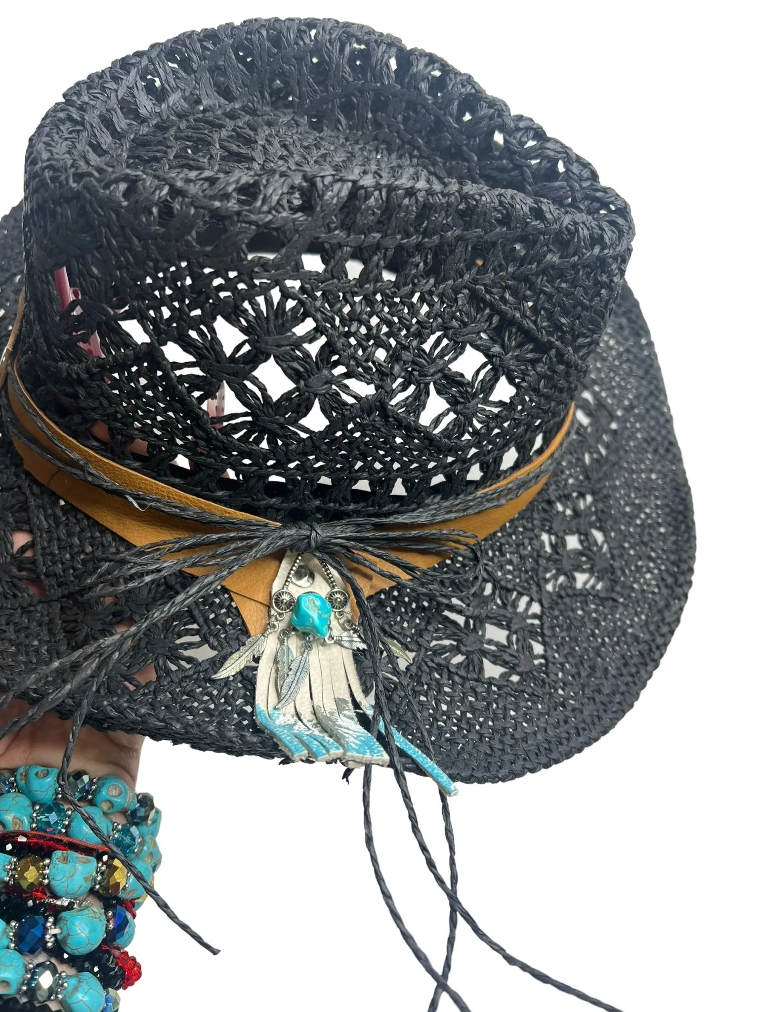 Black Gem Straw Hat