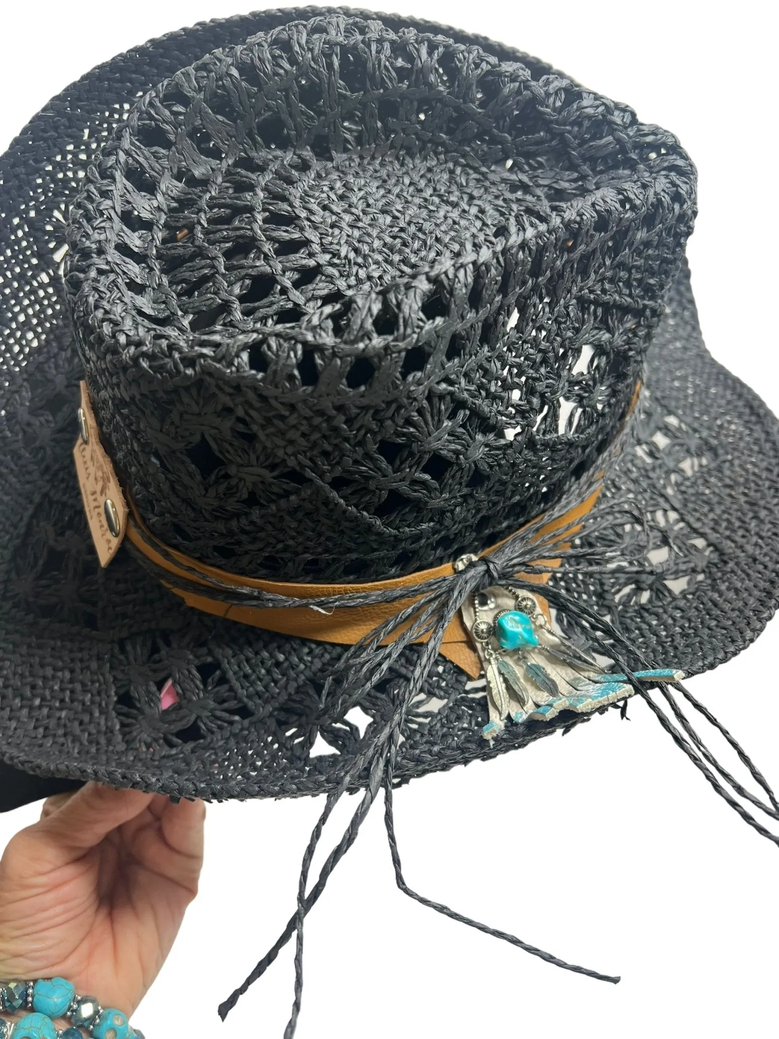 Black Gem Straw Hat