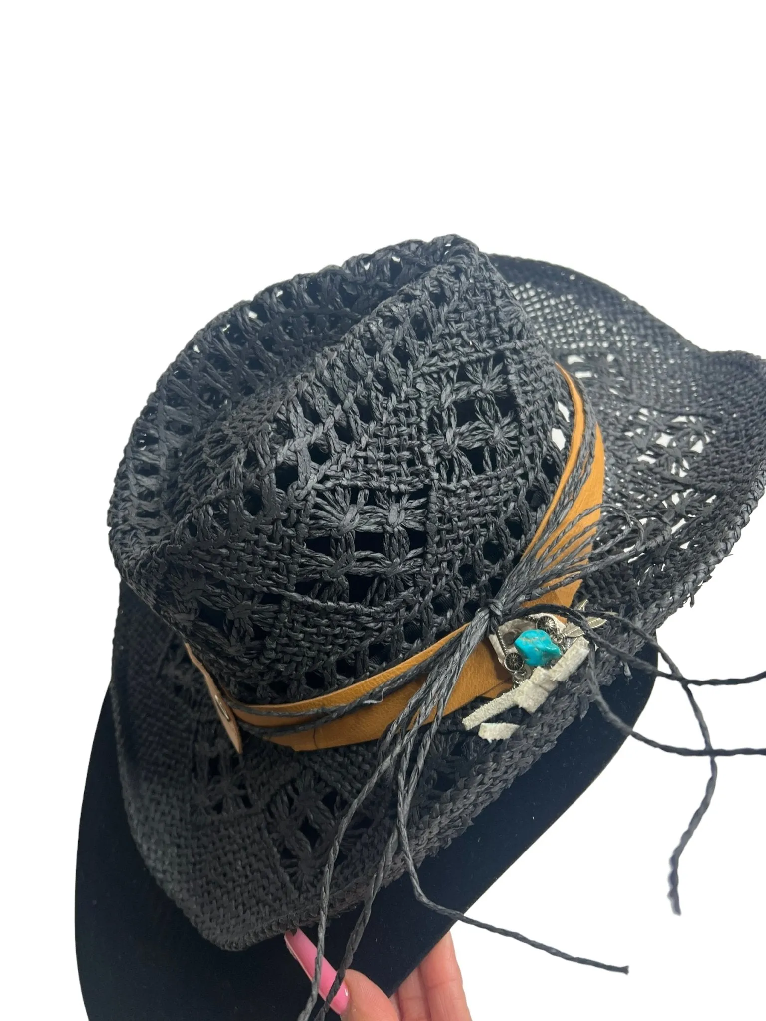 Black Gem Straw Hat