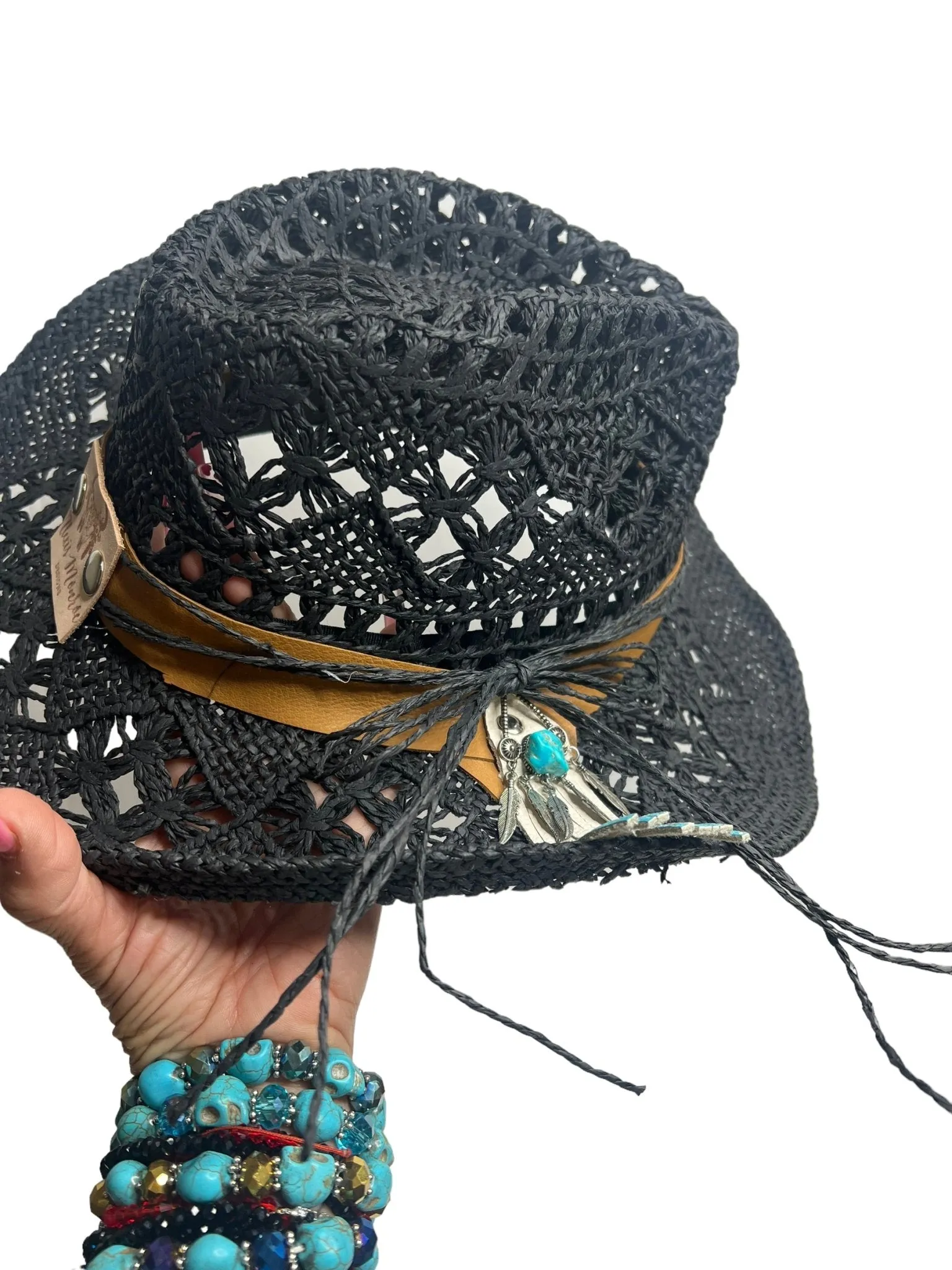 Black Gem Straw Hat