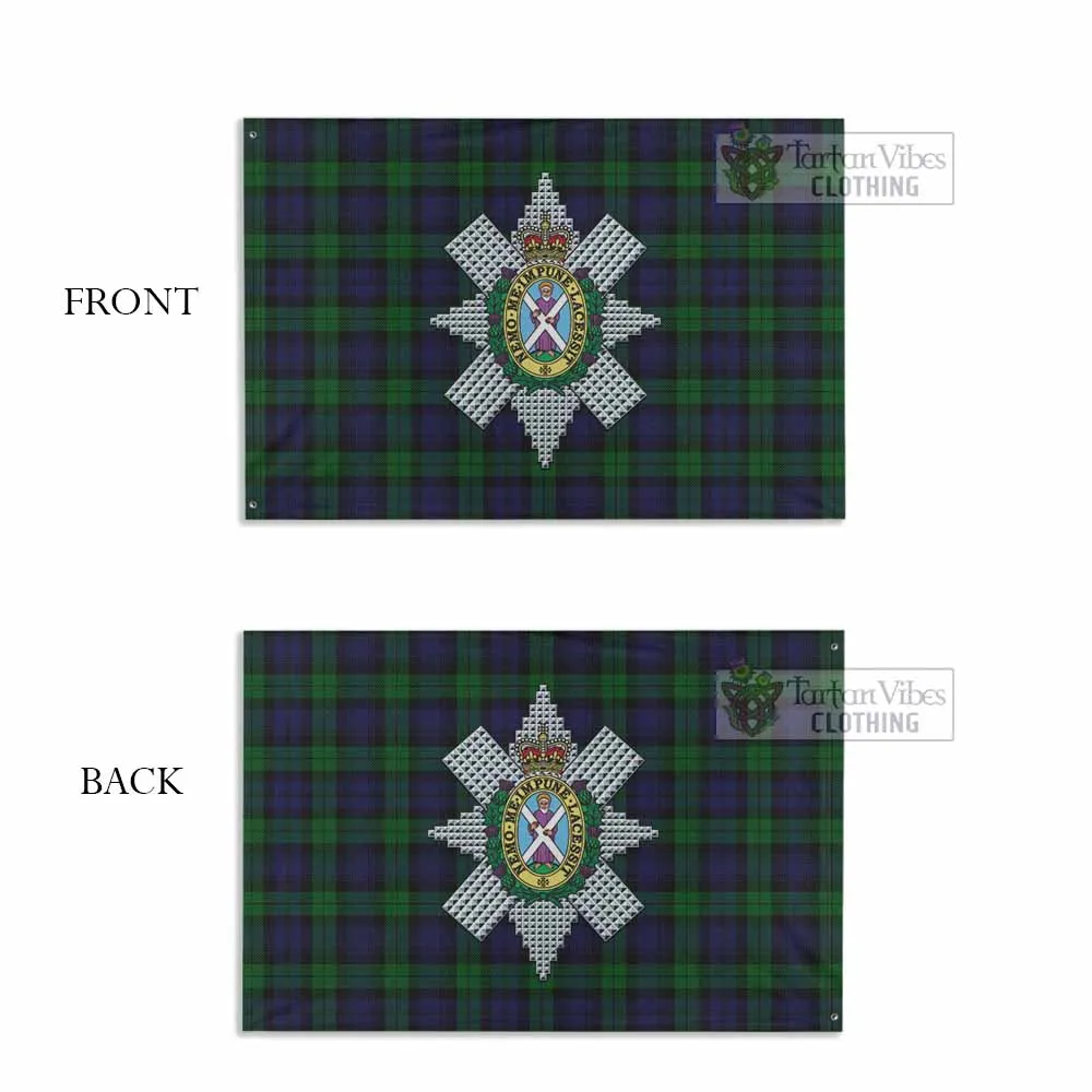 Black Watch Tartan House Flag with Family Crest