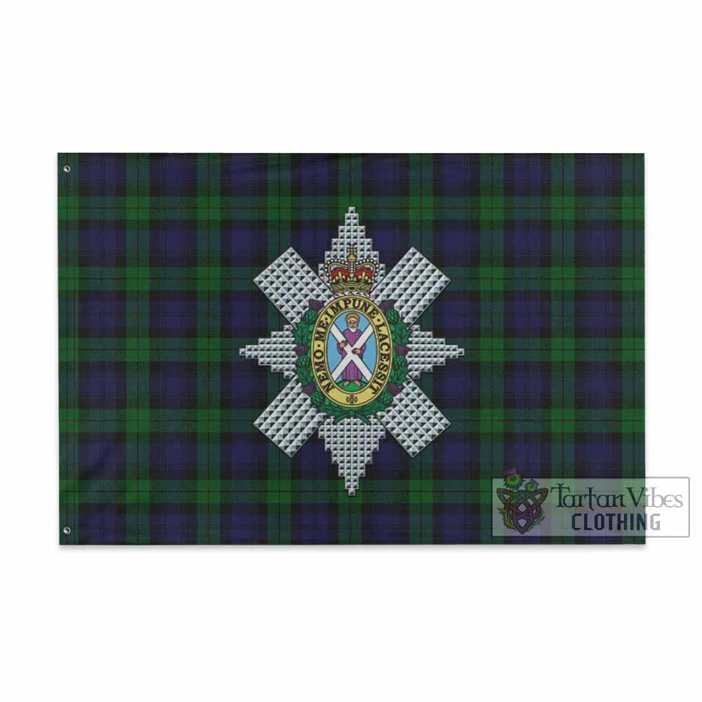 Black Watch Tartan House Flag with Family Crest