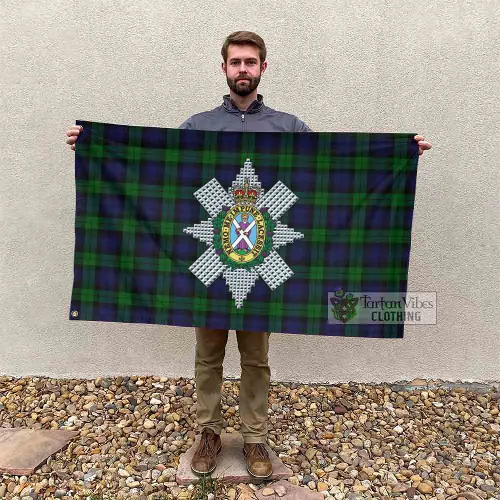 Black Watch Tartan House Flag with Family Crest