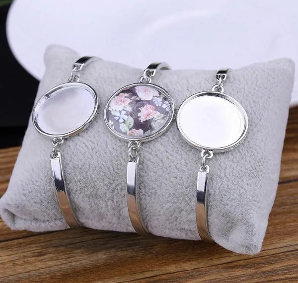 Blank Cuff Bracelet, Adjustable Bracelet Base Setting, Bangle Bezel Tray 5 pcs