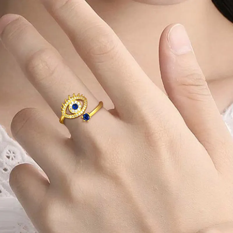 Blue Evil Eye Ring Men Womens 925 sterling silver Amulet Protection Jewelry