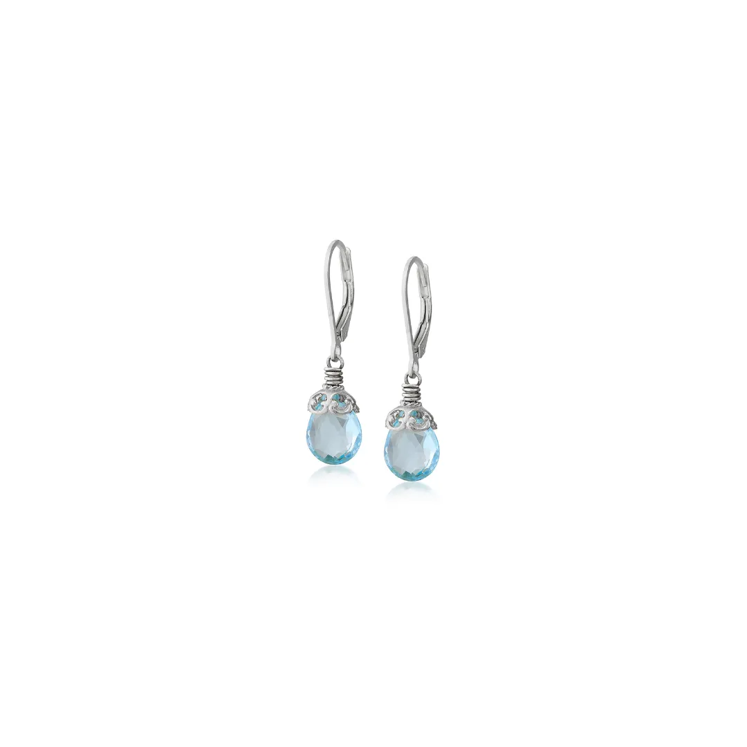 Blue Topaz Briolette Drop Earrings in Sterilng Silver