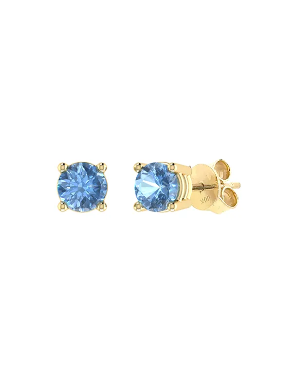 Blue Topaz Earrings - 10ct Yellow Gold Blue Topaz Stud Earrings - 788138