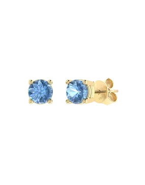 Blue Topaz Earrings - 10ct Yellow Gold Blue Topaz Stud Earrings - 788138