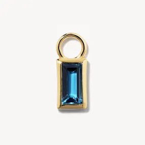 Blue Topaz Rectangle Charm in 10k Gold