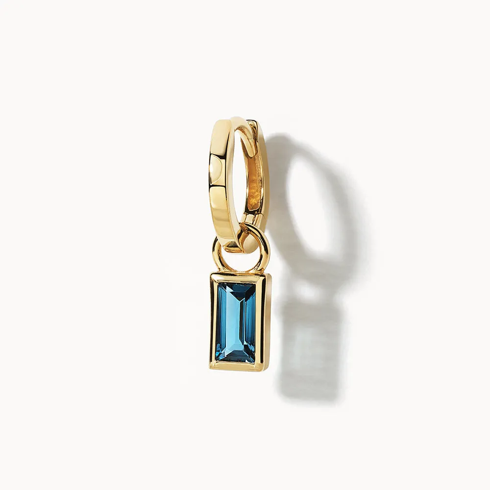 Blue Topaz Rectangle Charm in 10k Gold