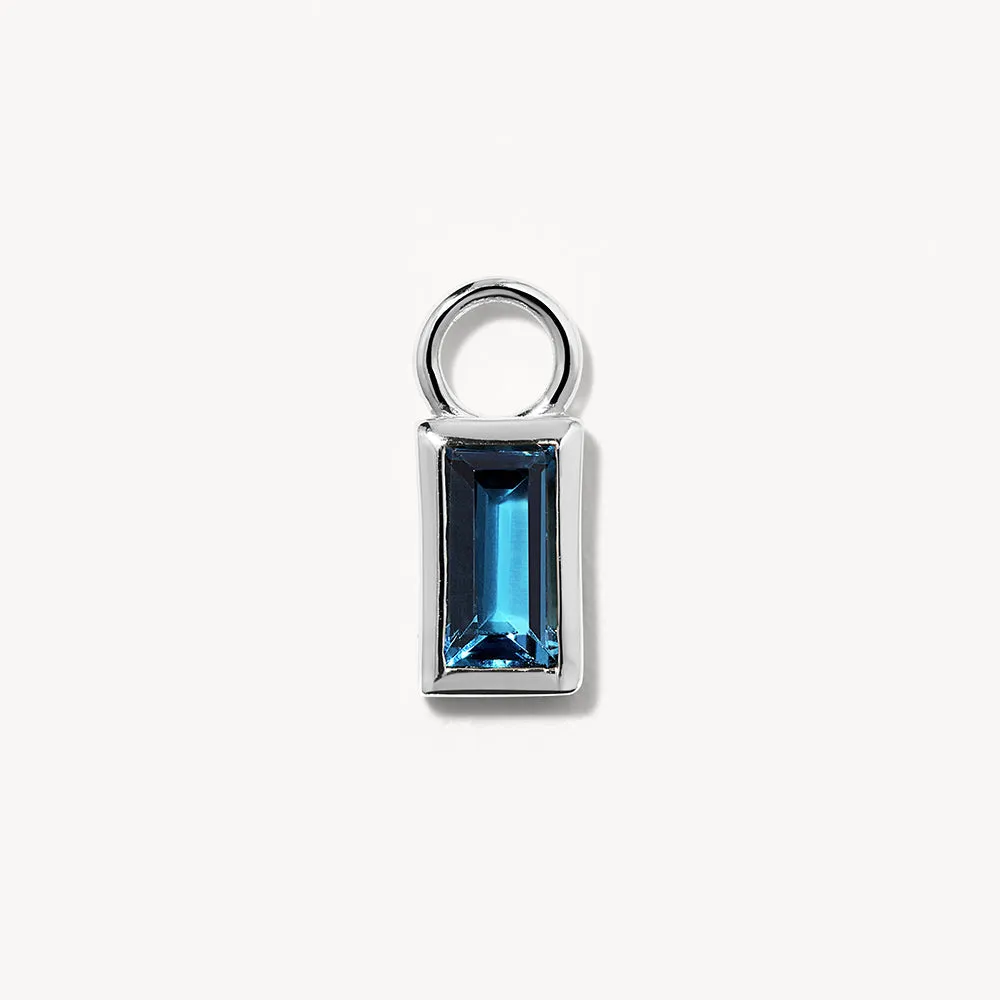 Blue Topaz Rectangle Charm in Silver