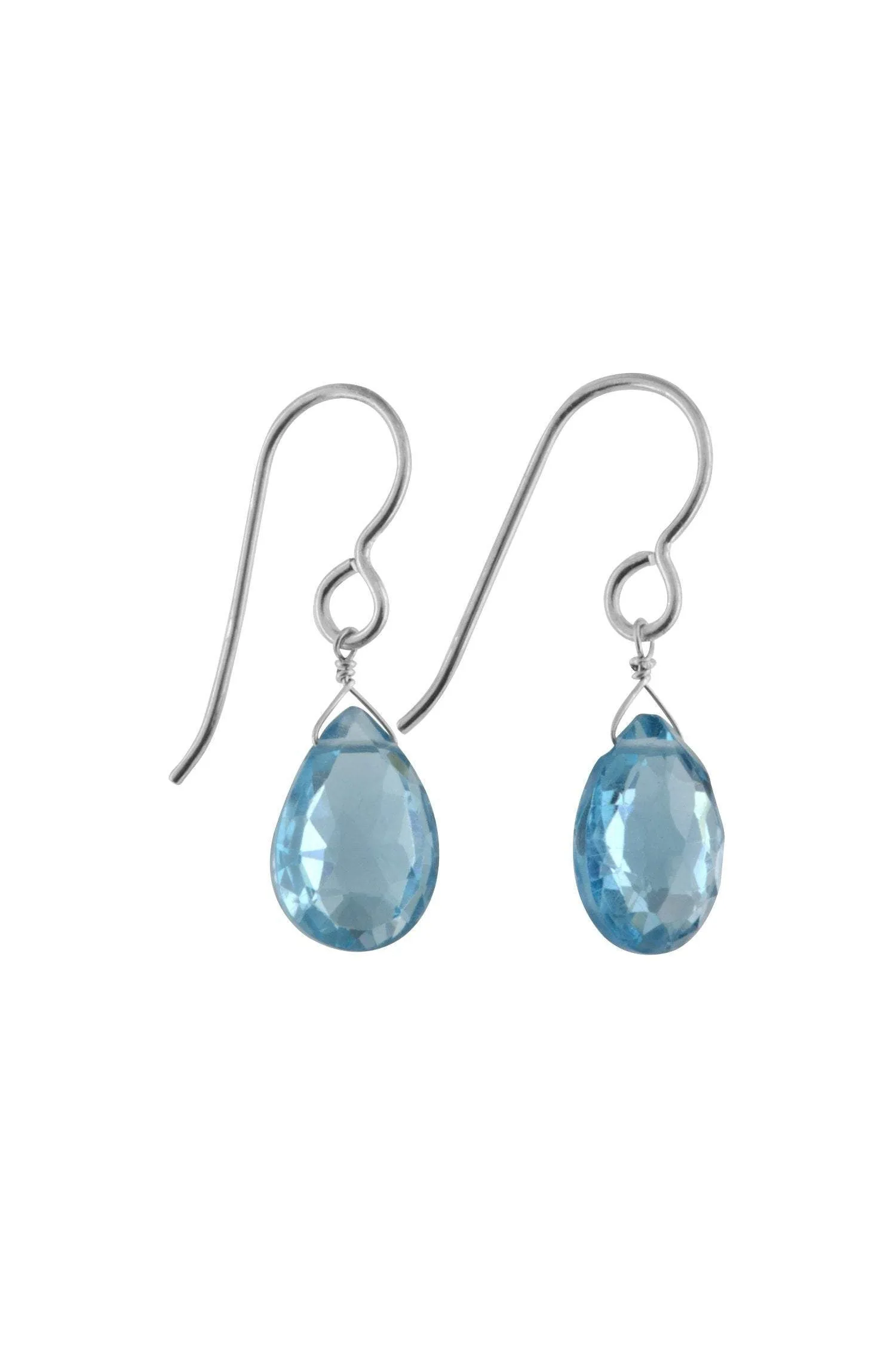 Blue Topaz Teardrop Gemstone Silver Earrings