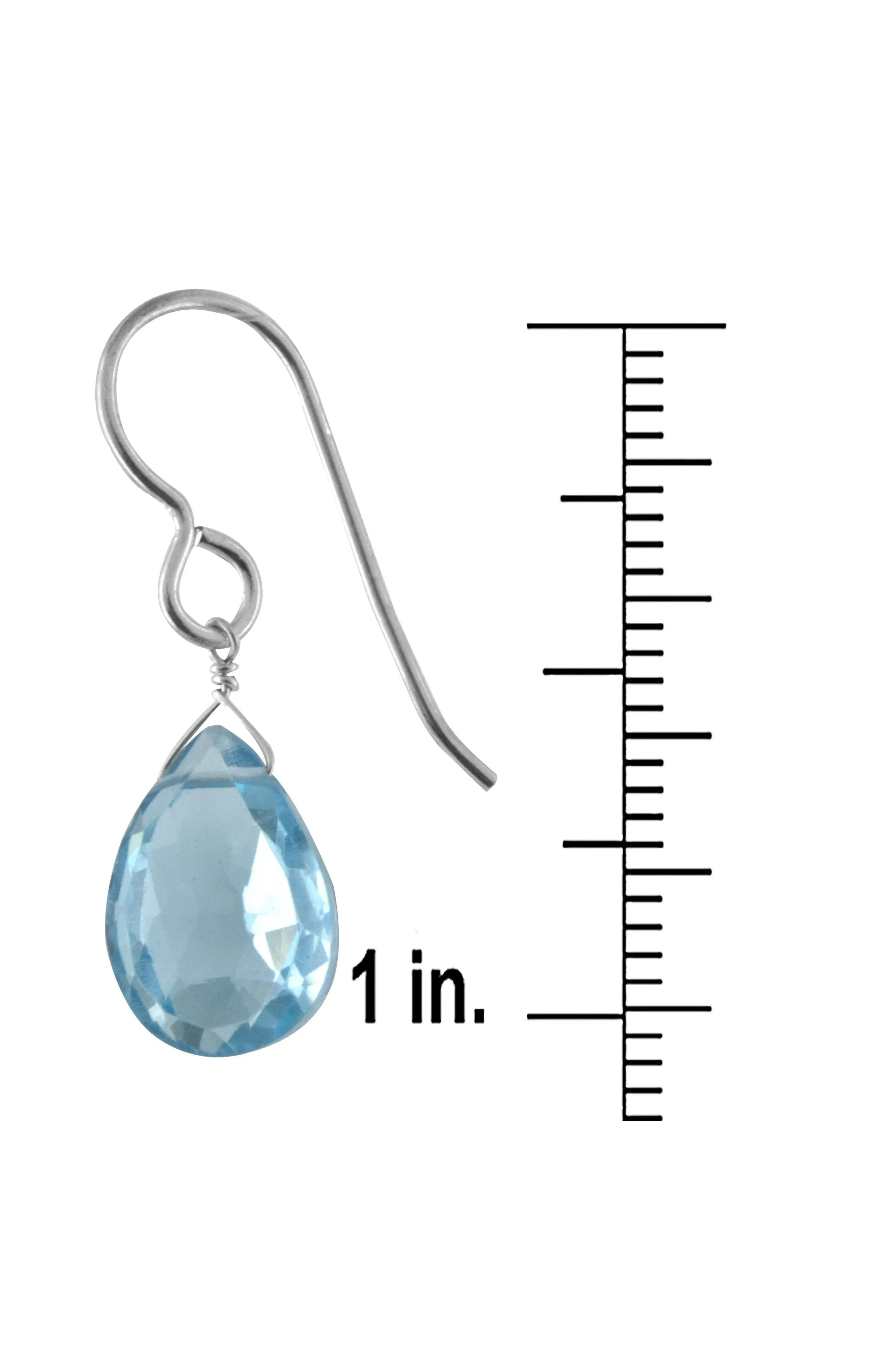 Blue Topaz Teardrop Gemstone Silver Earrings