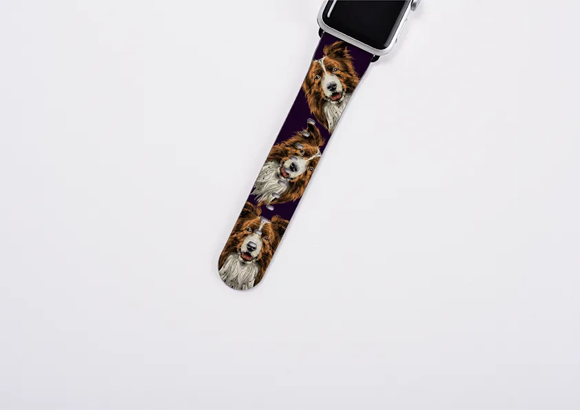 Border Collie Purple Apple Watch Strap