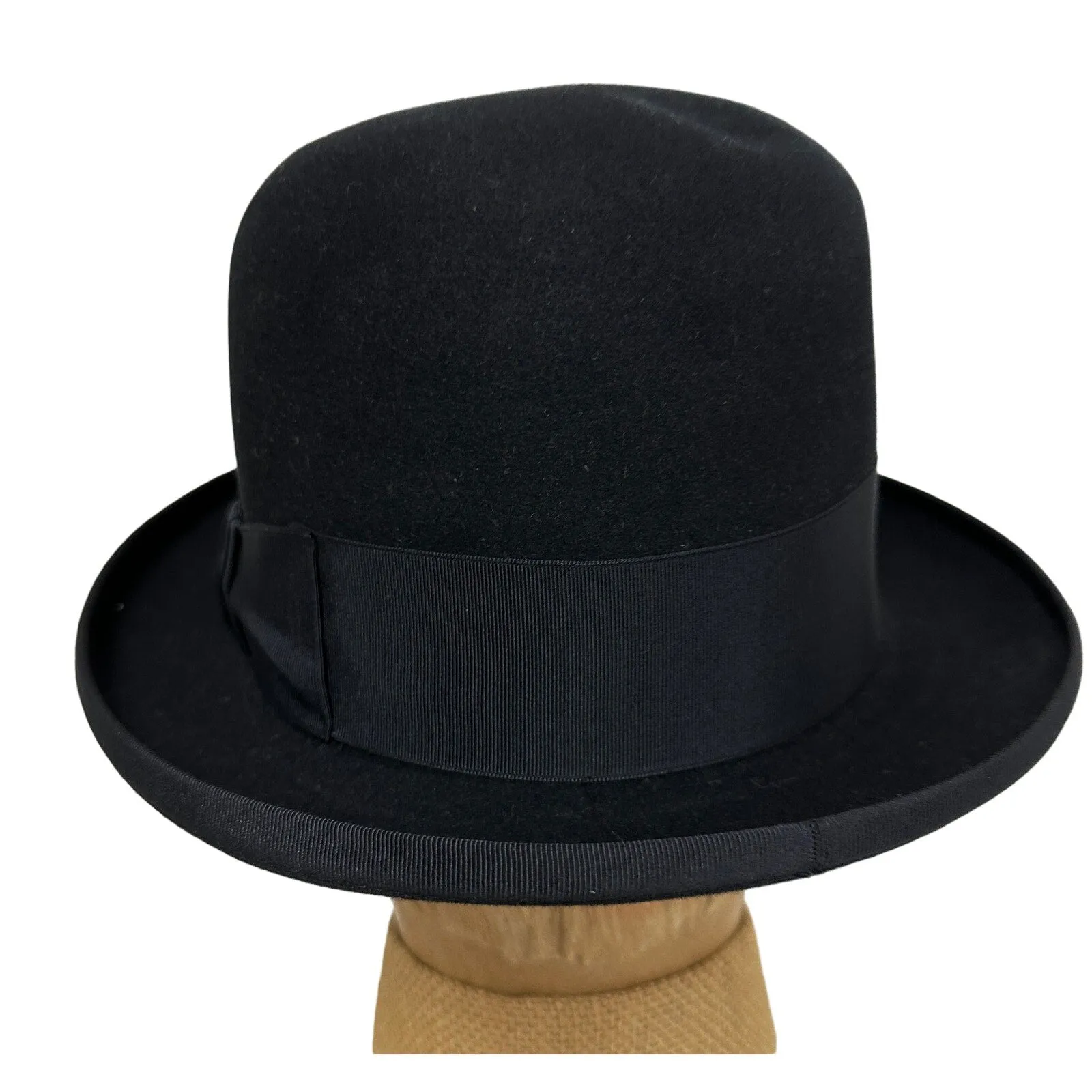 Borsalino Mens BOWLER Hat vtg Black Fur Felt XX Grand Prix Paris 1900 sz 7 1/4