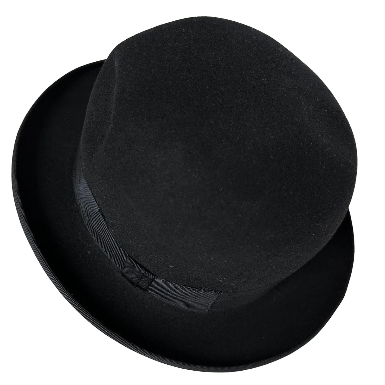 Borsalino Mens BOWLER Hat vtg Black Fur Felt XX Grand Prix Paris 1900 sz 7 1/4