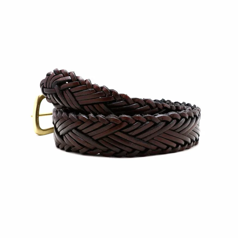 Braid Belt Solid Brass – Brandy Brown