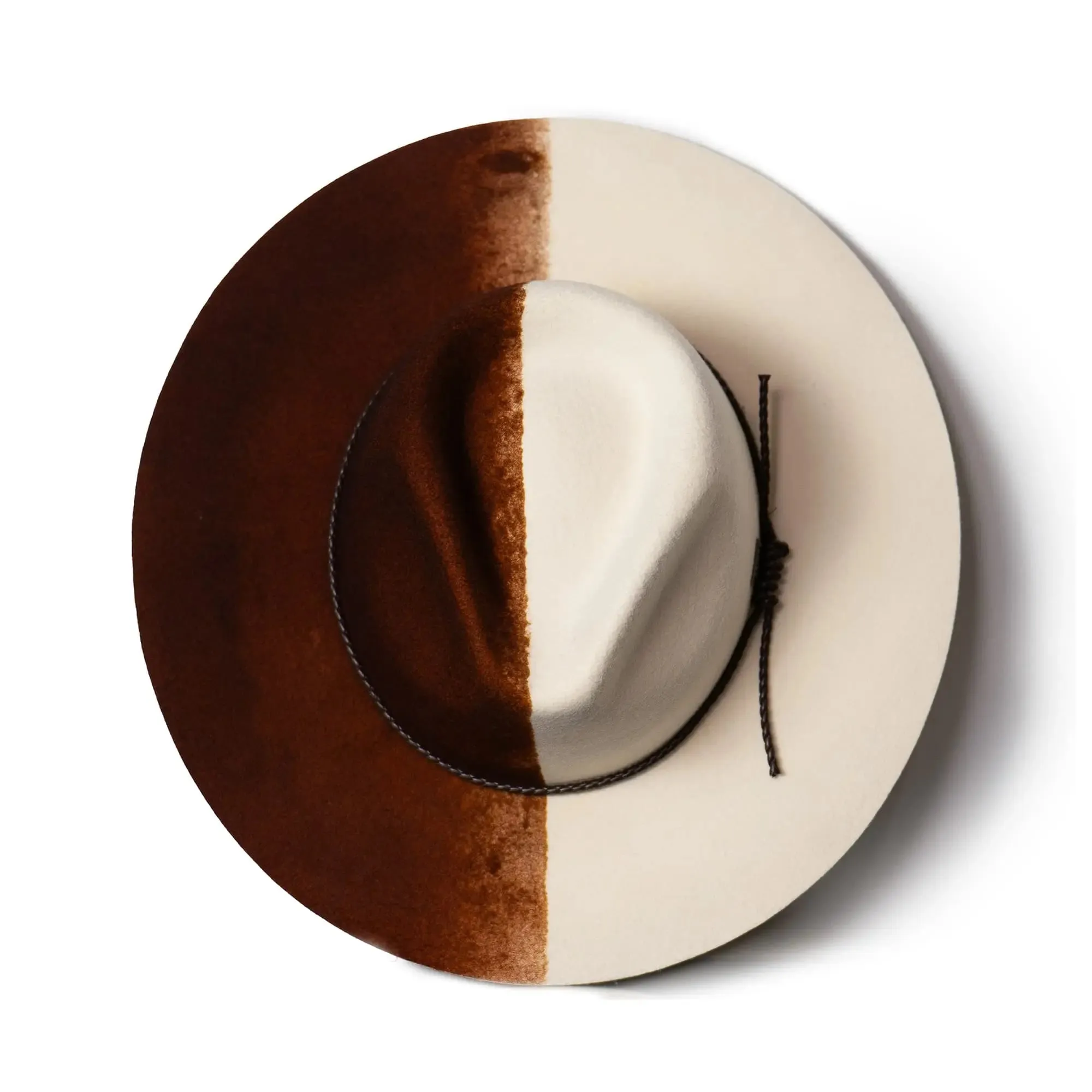 Bruno Capelo Yin Yang Flat Wide Brim Fedora Hat