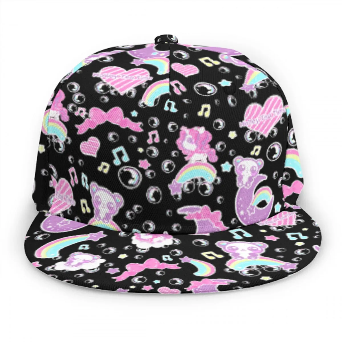 Bubbly Dreams Black Baseball Cap With Flat Brim