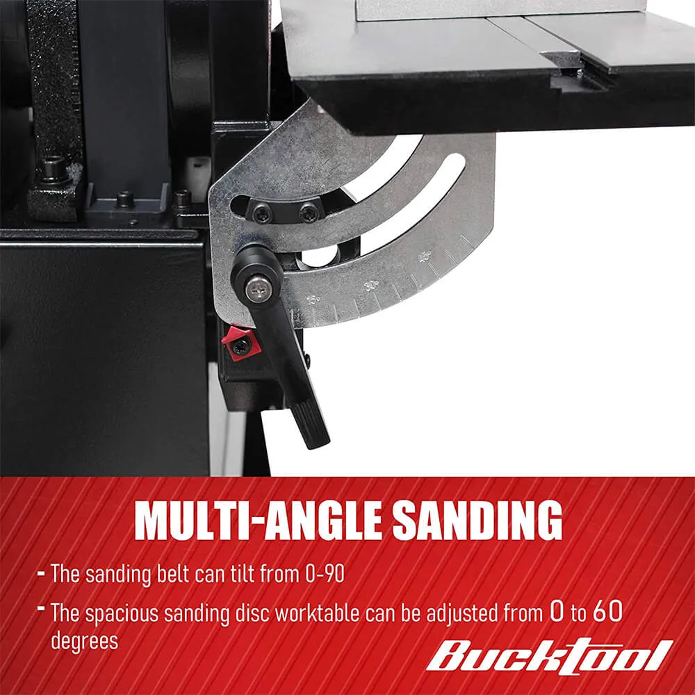 BUCKTOOL BD61000 Bench  6 in. x 48 in. Belt and 10 in. Disc Sander with 1.5 HP Motor and Stand