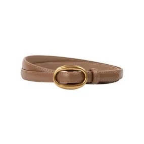 Caramel Women's Leather Belts with Gold Buckle Belt 焦糖色女士金扣皮帶 KCBELT1140