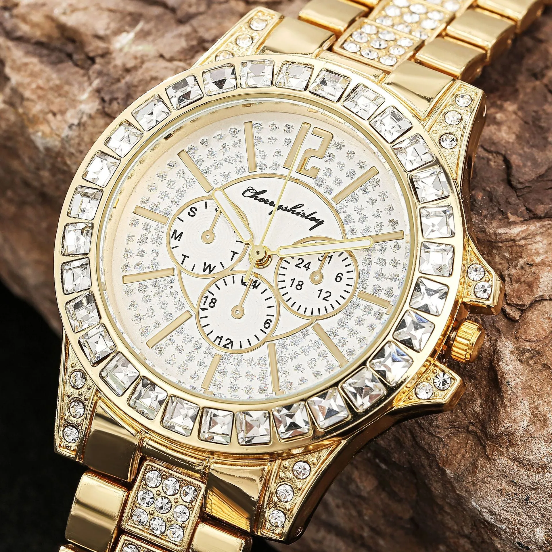 Casual Quartz Watch Female Korean Fashion Diamond Business Steel Belt Watch Trendy Ladies Watches