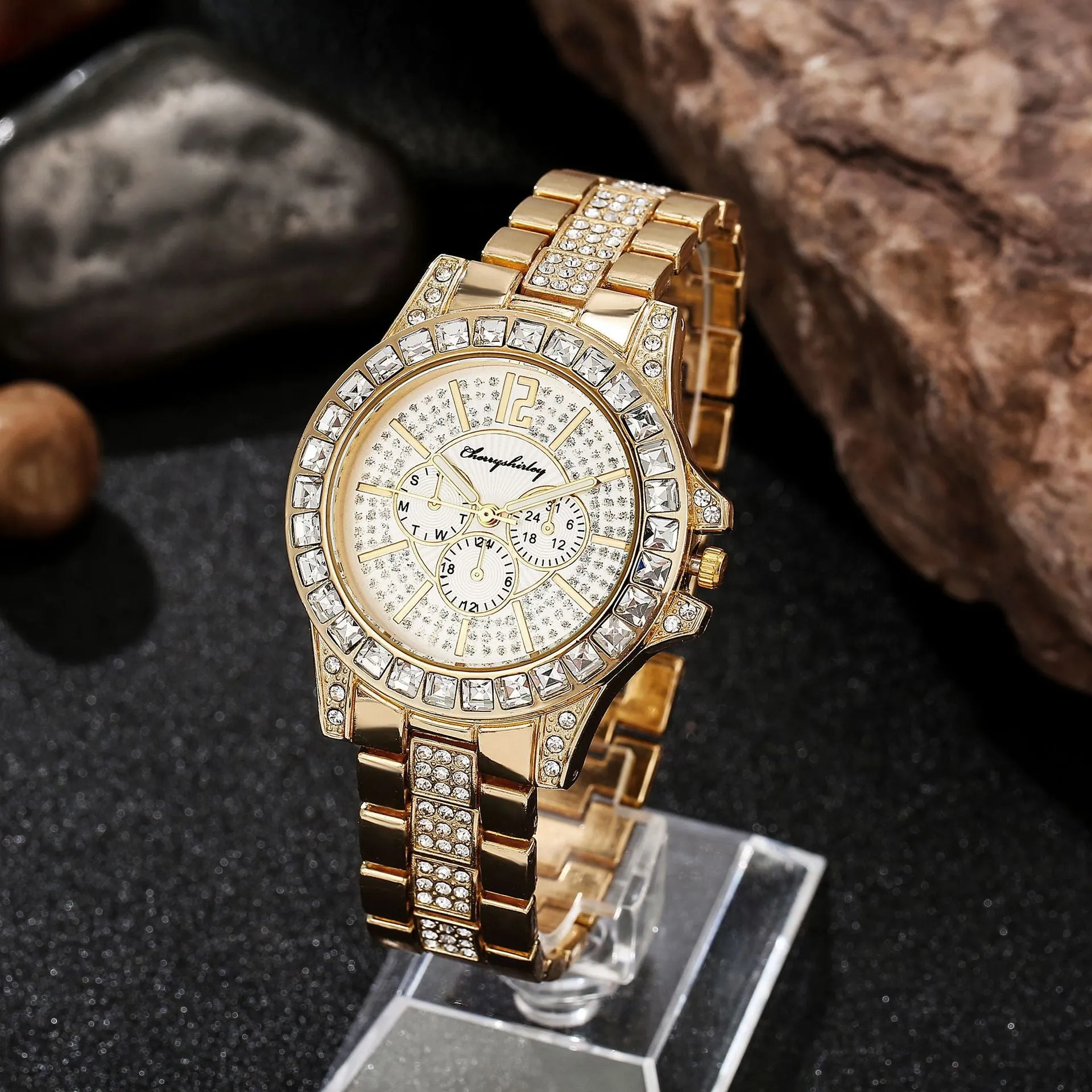 Casual Quartz Watch Female Korean Fashion Diamond Business Steel Belt Watch Trendy Ladies Watches