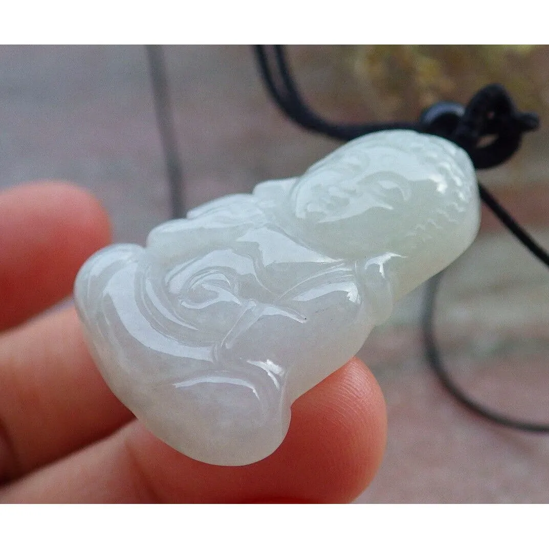 Certified White Burma Natural A Jade Jadeite Pendant Buddha God Necklace