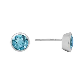 Checkerboard Blue Topaz Studs