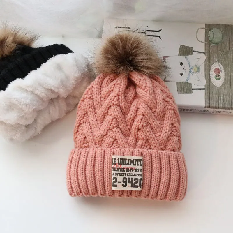 Children's hat Autumn winter boys and children knitted hat lovely lady with warm velvet Korean version of the trend woollen hat