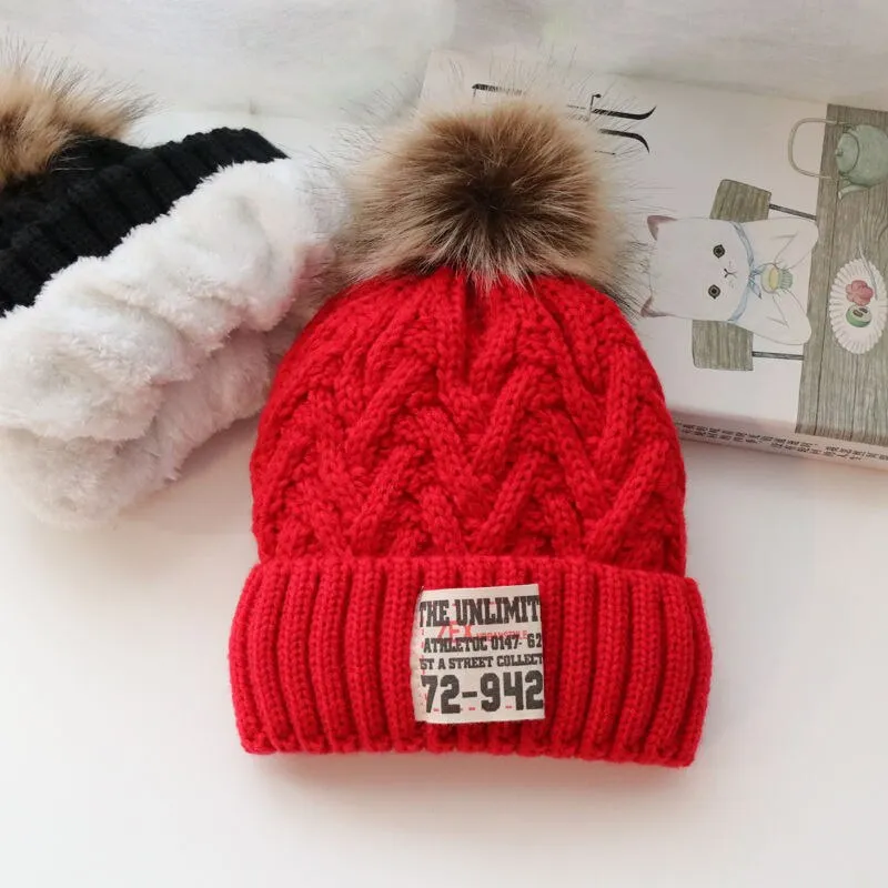 Children's hat Autumn winter boys and children knitted hat lovely lady with warm velvet Korean version of the trend woollen hat