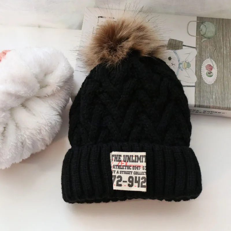 Children's hat Autumn winter boys and children knitted hat lovely lady with warm velvet Korean version of the trend woollen hat