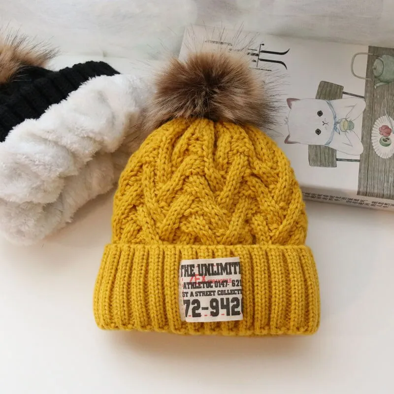 Children's hat Autumn winter boys and children knitted hat lovely lady with warm velvet Korean version of the trend woollen hat