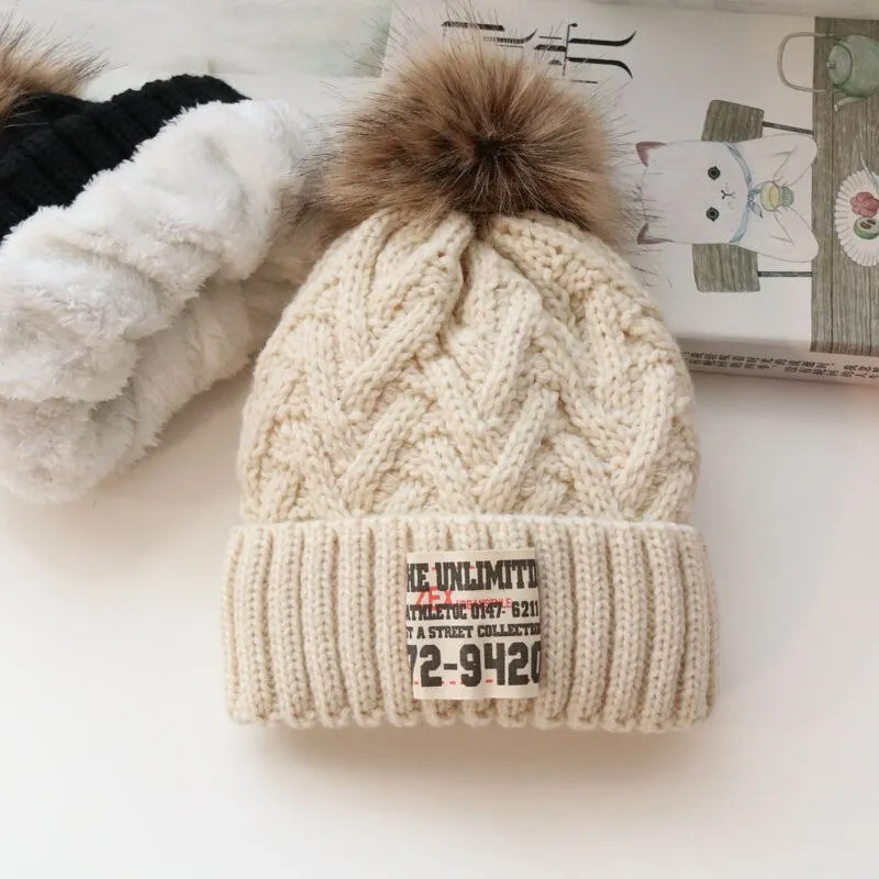 Children's hat Autumn winter boys and children knitted hat lovely lady with warm velvet Korean version of the trend woollen hat