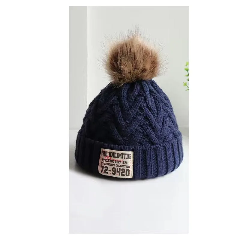 Children's hat Autumn winter boys and children knitted hat lovely lady with warm velvet Korean version of the trend woollen hat