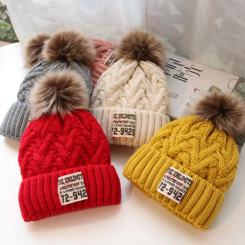 Children's hat Autumn winter boys and children knitted hat lovely lady with warm velvet Korean version of the trend woollen hat