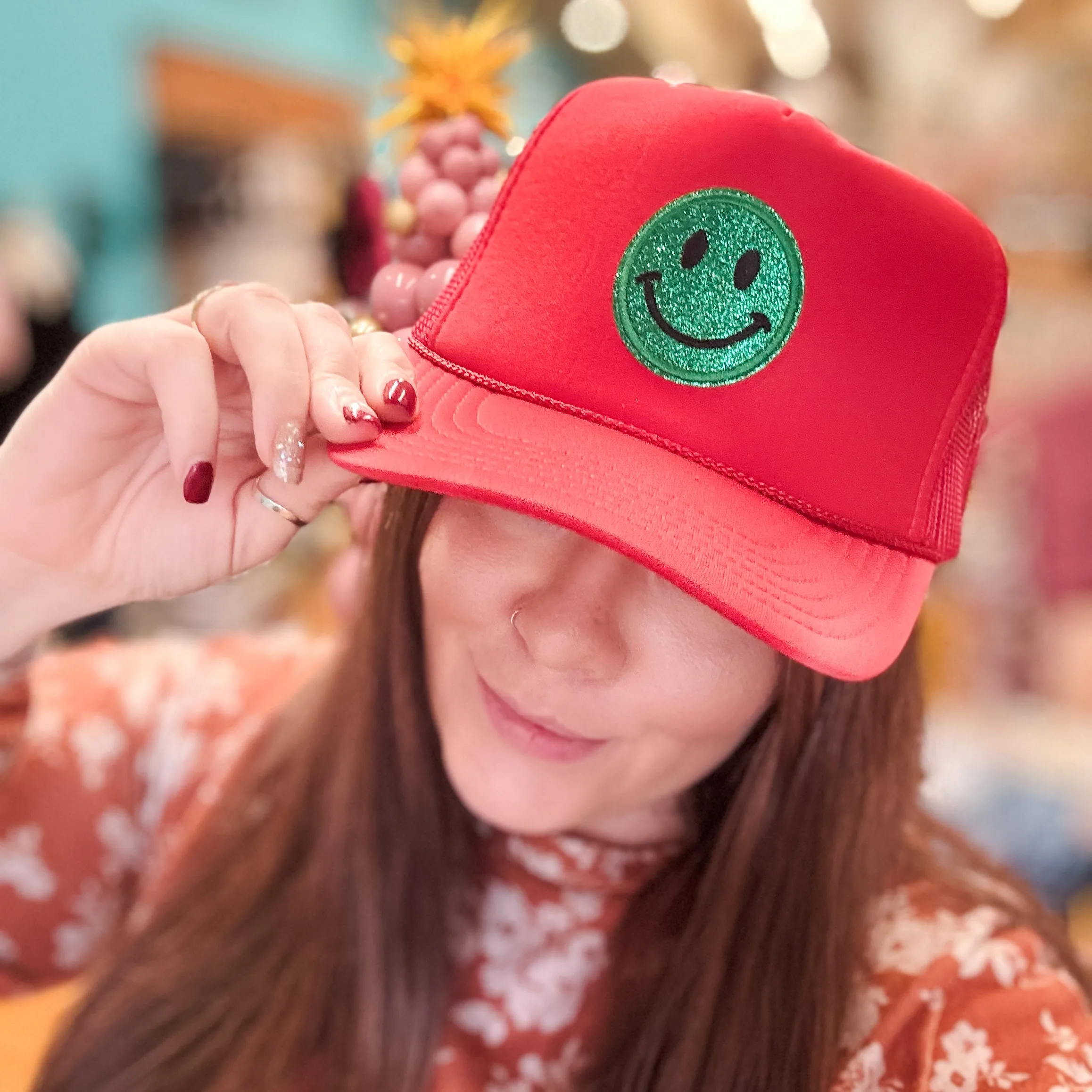 Christmas Smiley Trucker Hat