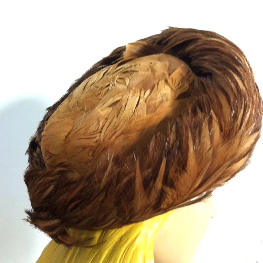 Cinnamon Swirl Whirled Feather Hat circa 1960s