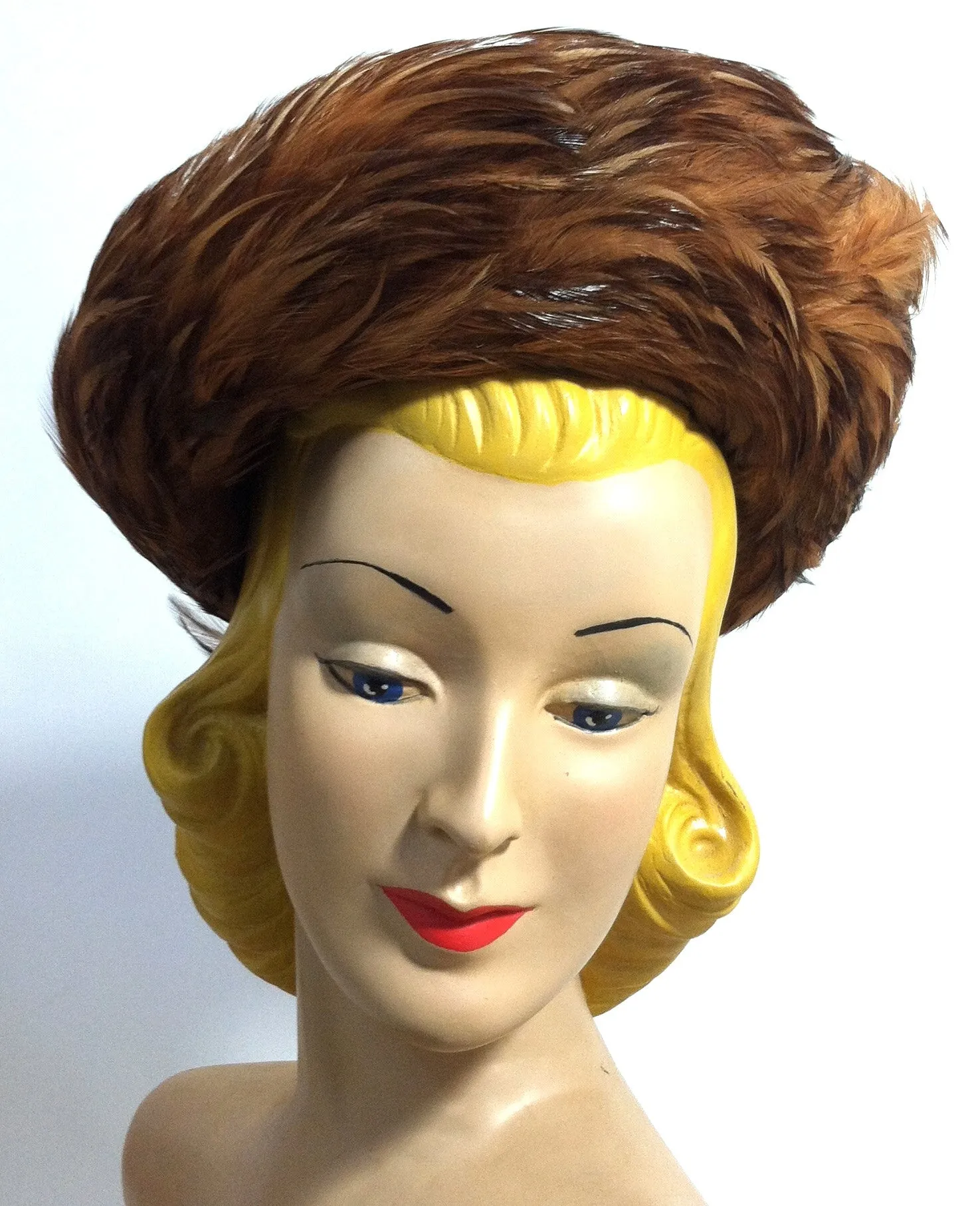 Cinnamon Swirl Whirled Feather Hat circa 1960s