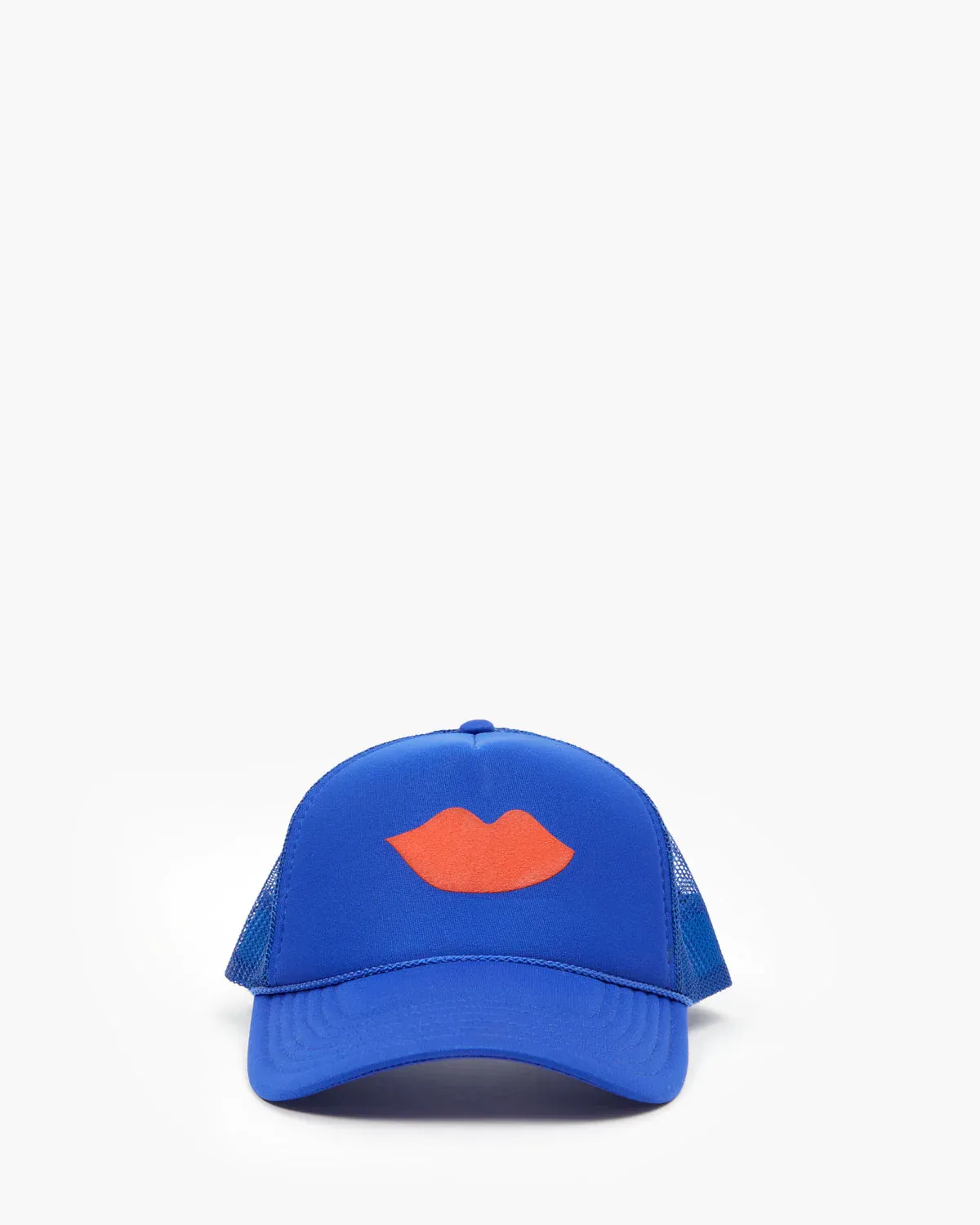 Clare V - Trucker Hat in Cobalt w/ Bright Poppy Lips