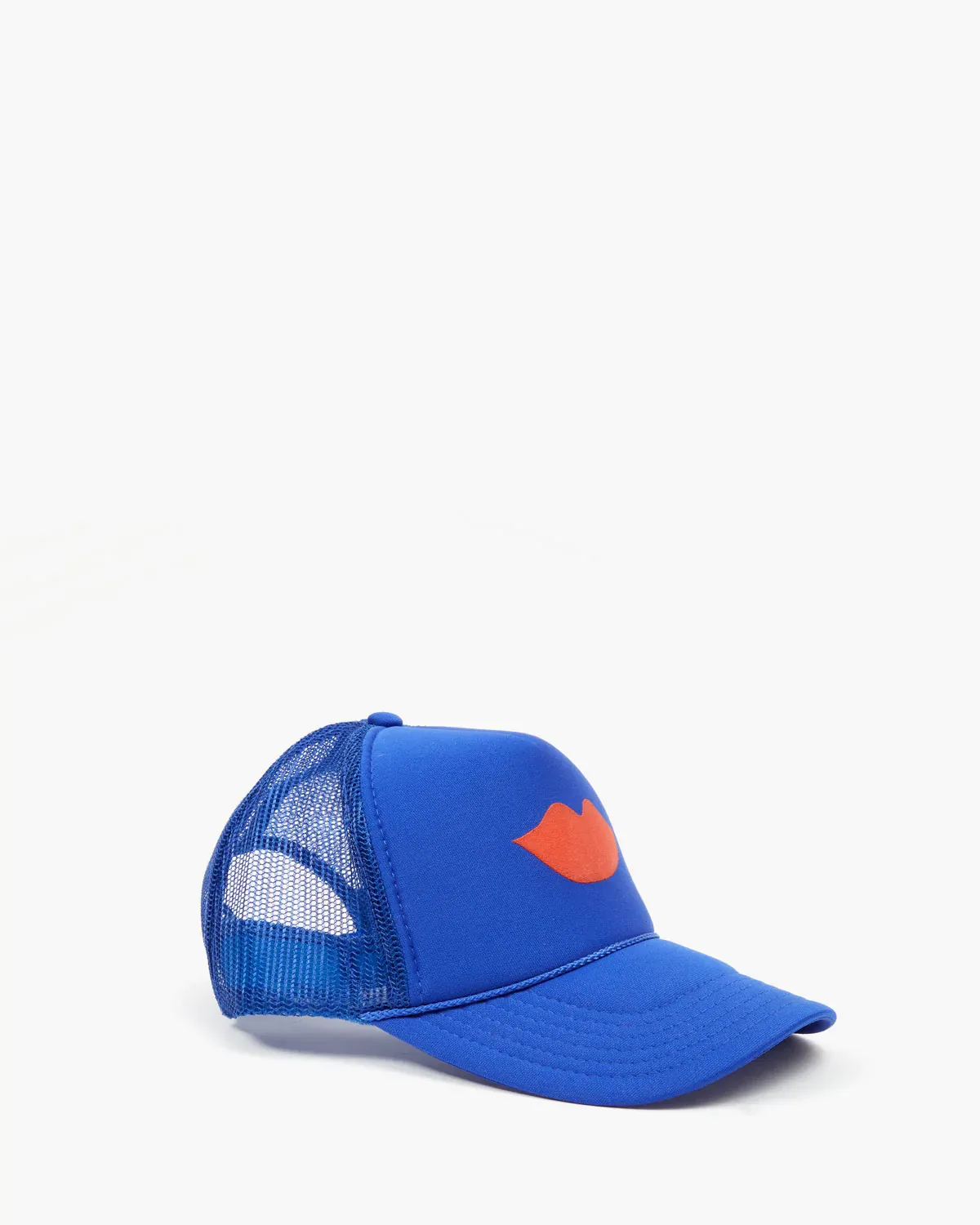 Clare V - Trucker Hat in Cobalt w/ Bright Poppy Lips