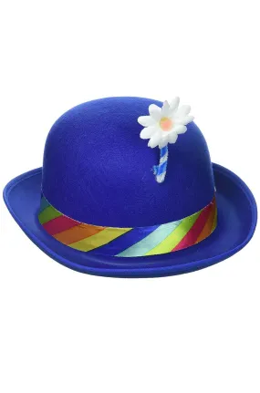 Clown Blue Derby Hat w/Flower