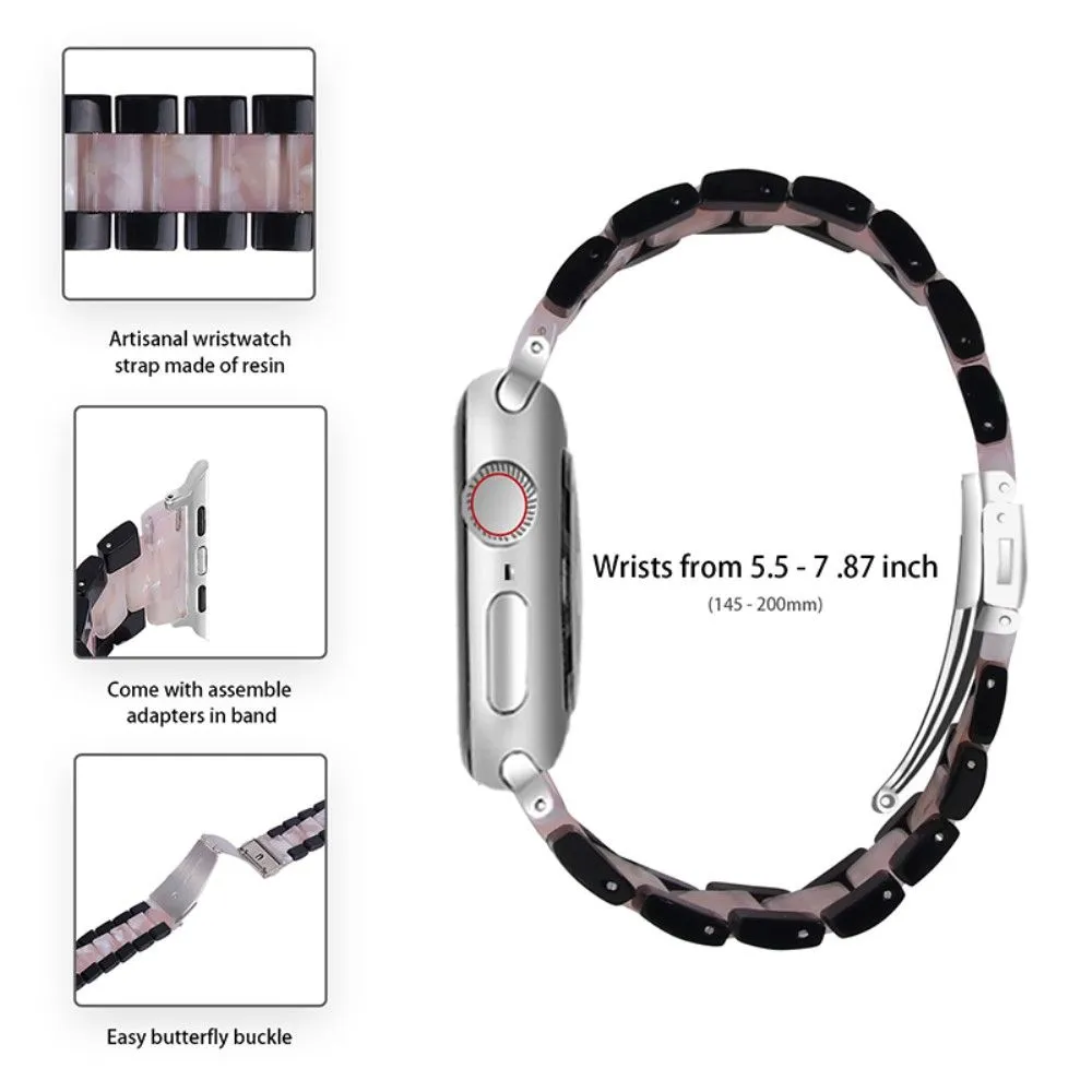 Color splice resin watch strap for Apple Watch (45mm) - Black / Pink