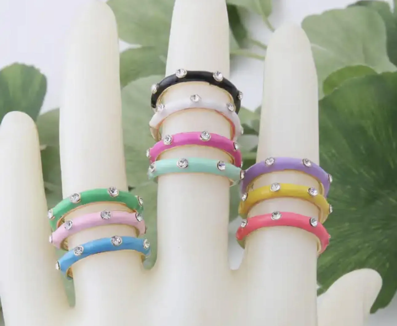 Colorful Stackable Enamel Rings